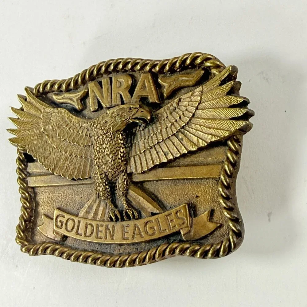 NRA Golden Eagles Brass Vintage Western Style Belt Buckle